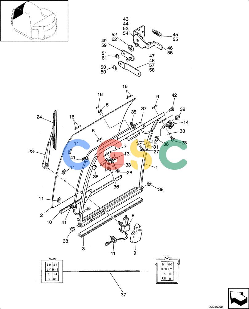 纽荷兰零件查询(EH130) - CRAWLER EXCAVATOR (3/04-) (09 -20[00]) - CAB - WINDOW, FRONT New Holland Constructuion