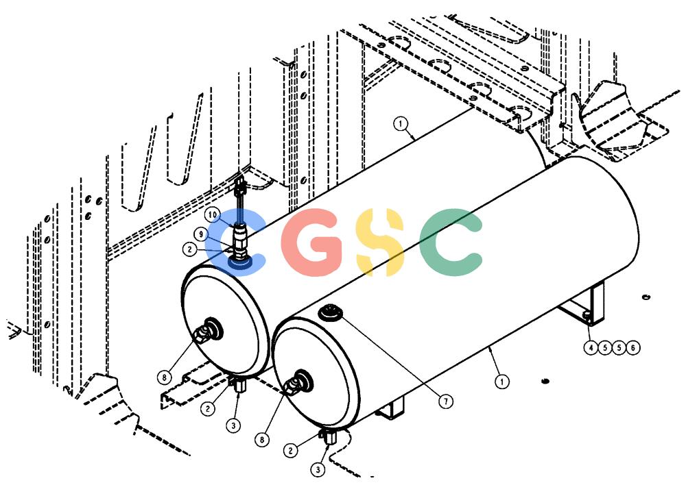 凯斯零件查询(FLX3510) - FLOATER (8/04-8/06) (07-012) - PRIMARY/SECONDARY AIR TANK GROUP Case Agriculture