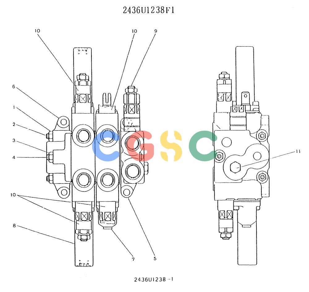 神钢零件查询(K903) - MARK II EXCAVATOR BTW LE6601 - LE7871 (1/88-12/03) (11-044) - VALVE ASSSY, CONTROL (P/N 2436U1238F1) Kobelco