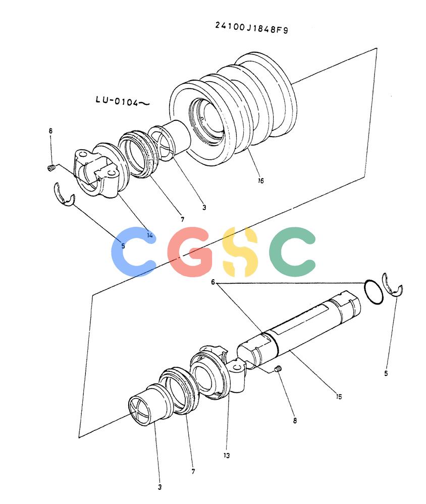 神钢零件查询(K935) - EXCAVATOR SUPPLEMENT ASN LU00154 (1/76-12/03) (06-005) - ROLLER ASSY P/N 24100J1848F9 Kobelco