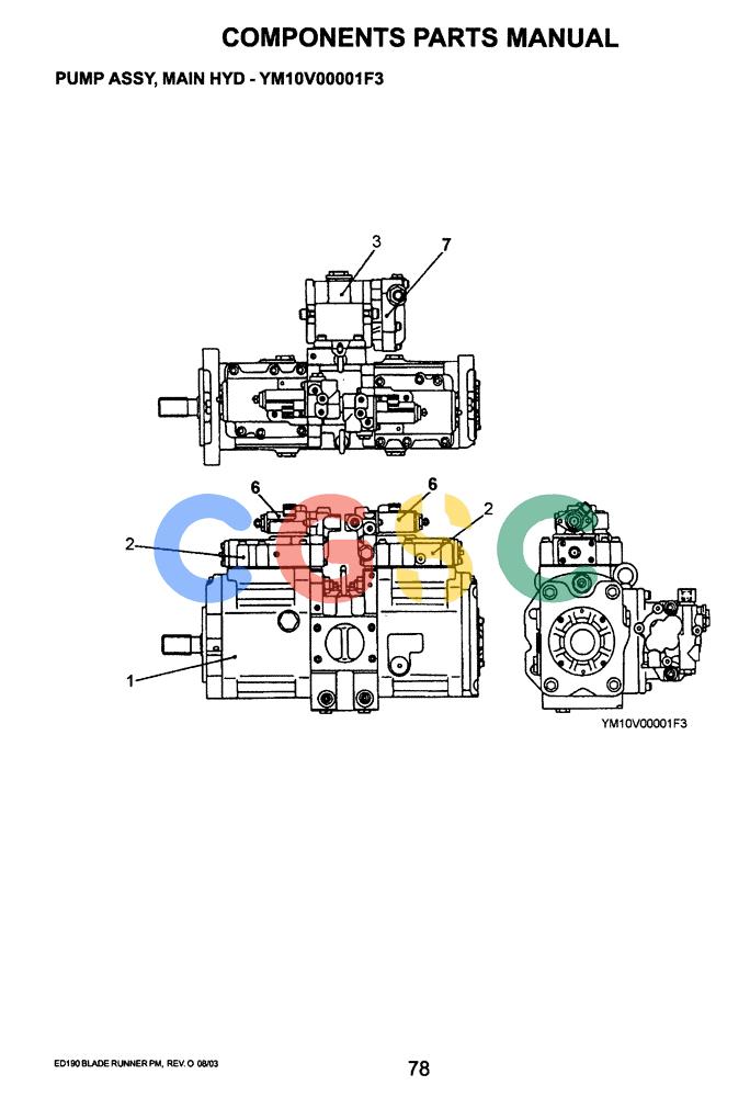 神钢零件查询(ED190LC-6E) - BLADE RUNNER EXCAVATOR/DOZER BTW YL03U0136 - YL03U0292 (1/05-12/06) (07-016) - PUMP ASSEMBLY, MAIN HYD (YM10V00001F3) Kobelco