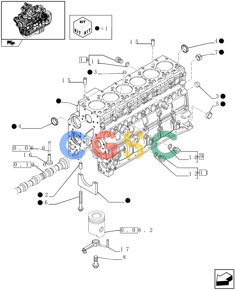 神钢零件查询(F4GE9684R J600) - ENGINE - 504115847 - 84459738 (1/08-12/12) (0.04.0[01]) - CRANKCASE (504057569) Kobelco