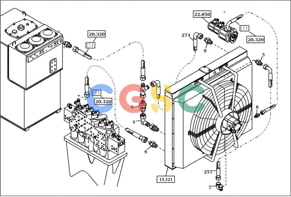 纽荷兰零件查询(EC350) - CRAWLER EXCAVATOR (2/00-) (20.290[001]) - HYDRAULIC SYSTEM OIL COOLER (S/N 735003-UP) New Holland Constructuion