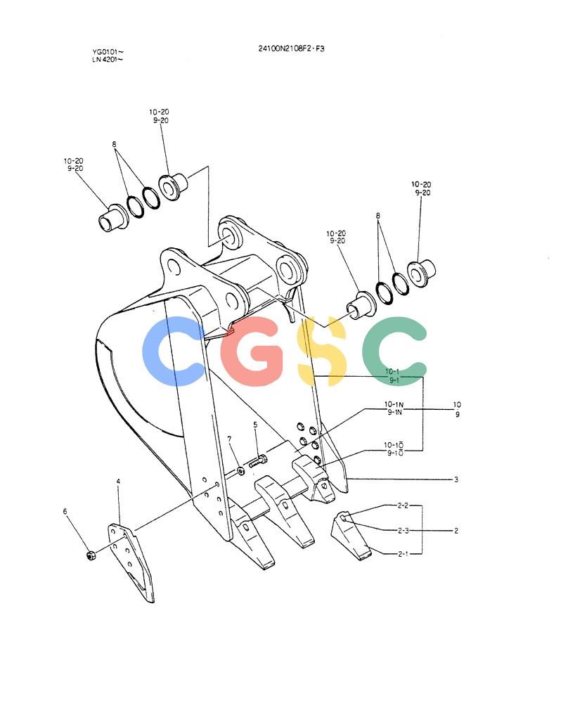 神钢零件查询(K907CLC) - EXCAVATOR BTW YG0101 - YG0500 (1/85-12/03) (12-005) - BUCKET ASSY, 0.45M3 Kobelco