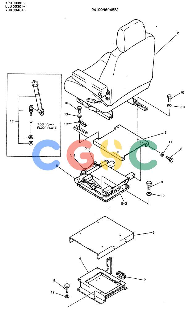 神钢零件查询(MD240C) - EXCAVATOR BTW LLU0301 - LLU0600 (1/80-12/06) (02-004) - SEAT ASSY - 24100N6945F2 Kobelco
