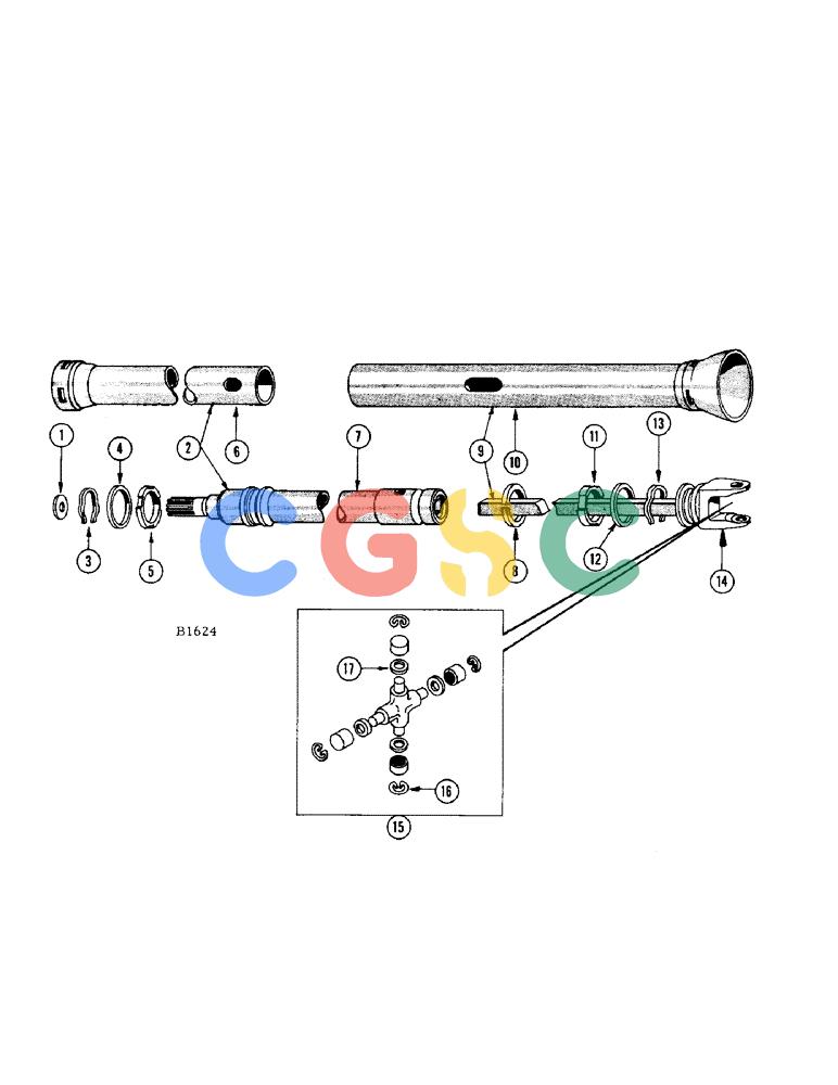 凯斯零件查询(200) - CASE TWINE TIE RECTANGULAR BALER (1/60-12/64) (10[A]) - PTO HANGER BEARING SHAFT, LONG DRAWBAR Case Agriculture