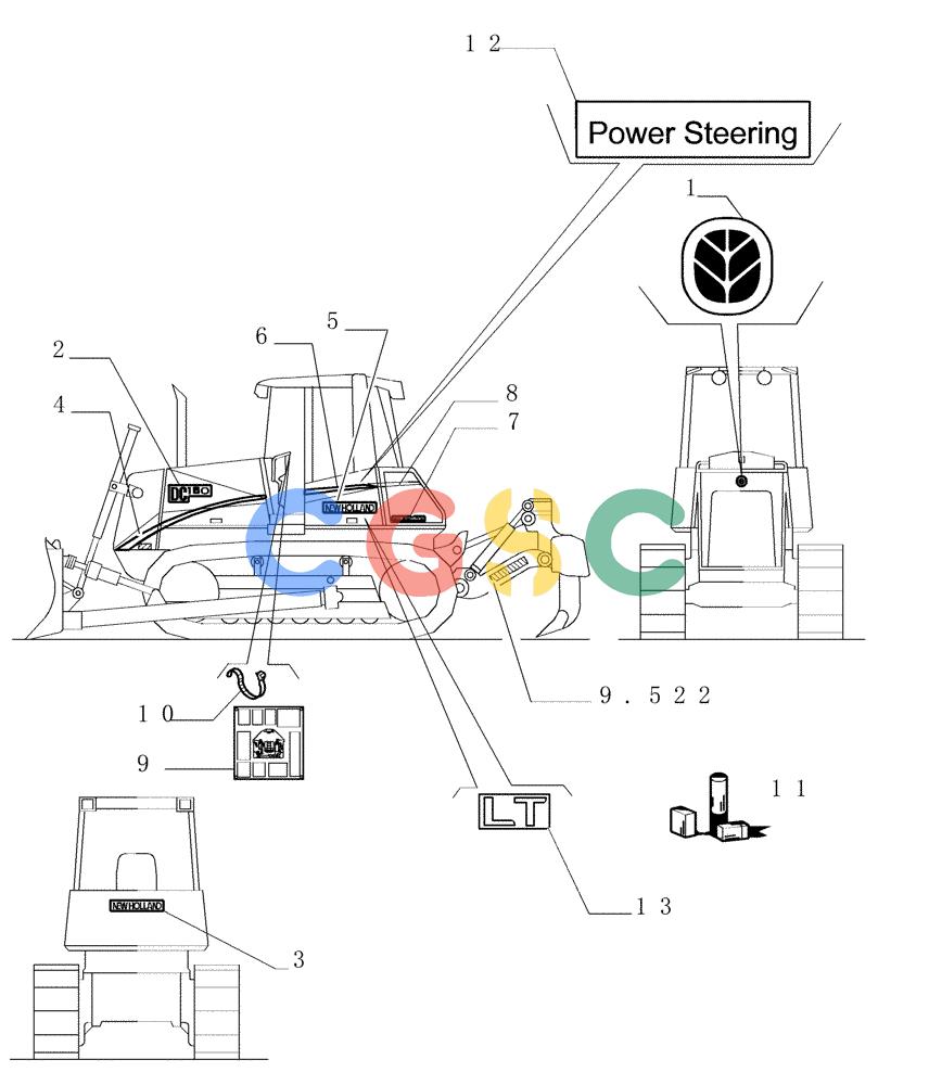 纽荷兰零件查询(DC150PS) - CRAWLER DOZER (9.789[01]) - TRADE MARKS - 7/8 R - OPTIONAL CODE 76076876 New Holland Constructuion