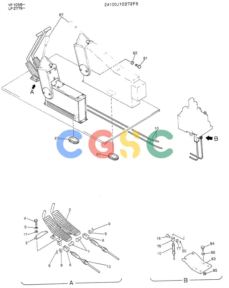神钢零件查询(K905LC) - MARK II EXCAVATOR BTW YP1001 - YP1281 (1/87-12/03) (03-002[01]) - CONTROL ASSY (P/N 24100J10372F5) Kobelco