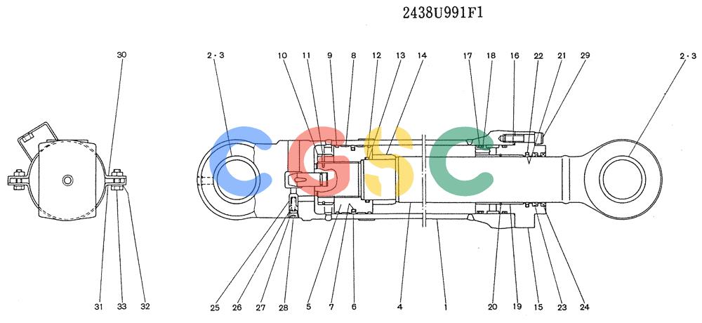神钢零件查询(K905) - MARK II EXCAVATOR BTW LP2401-LP3407 (1/00-12/03) (11-050) - CYLINDER ASSY (BOOM) (P/N 2436U991F1) Kobelco