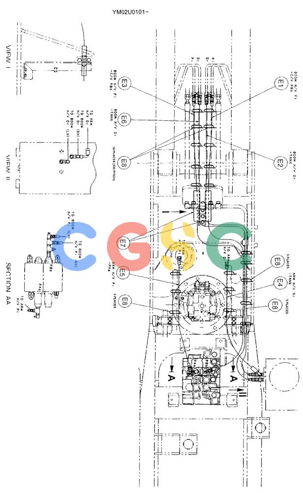 神钢零件查询(SK160LC) - DYNAMIC ACERA EXCAVATOR 11/2000 ASN YM02U0101 (11/00-12/02) (01-031[04]) - REMOTE CONTROL LINES (BOOM & ARM SAFETY) Kobelco