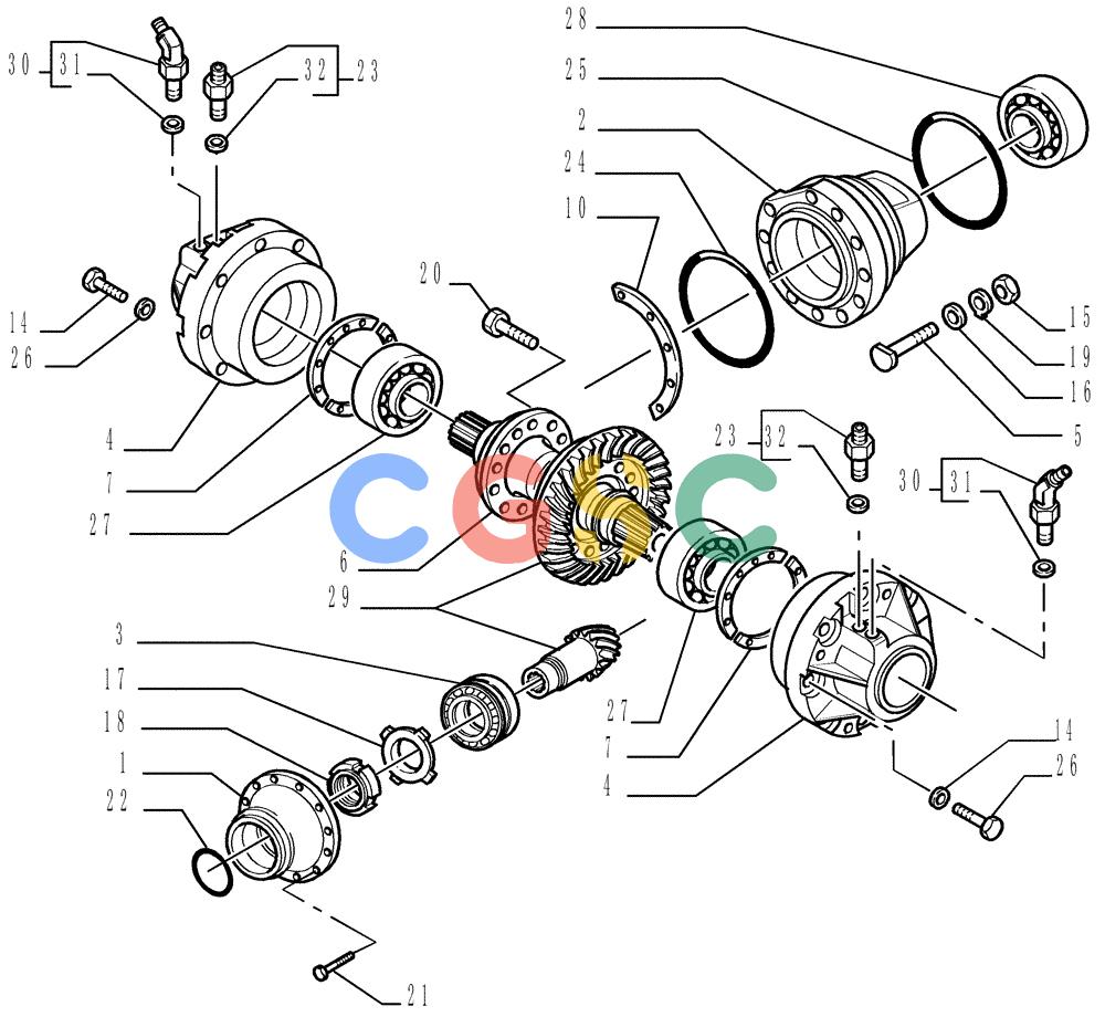 纽荷兰零件查询(DC150LT) - CRAWLER DOZER (6/00-) (1.266[02]) - REAR TRANSMISSION - BEVEL GEAR SET New Holland Constructuion
