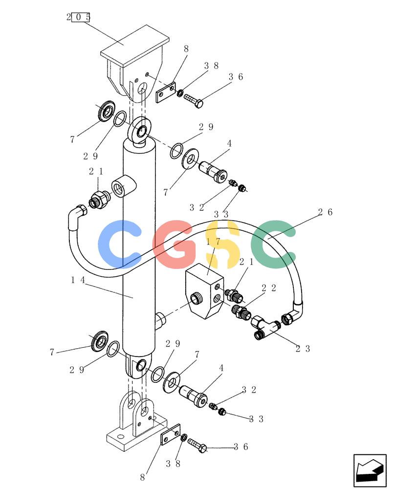 纽荷兰零件查询(CV900) - VIBRATORY ROLLER (9/01-) (10-007-00[01]) - HYDRAULIC CIRCUIT - ENGINE HOOD OPENING CYLINDER - RIGHT New Holland Constructuion