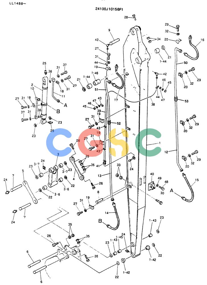 神钢零件查询(K909LC) - MARK II EXCAVATOR ASN LL1488 (1/87-12/03) (09-006) - ARM ASSY, 8.4M (60FT LONG RANGE) Kobelco