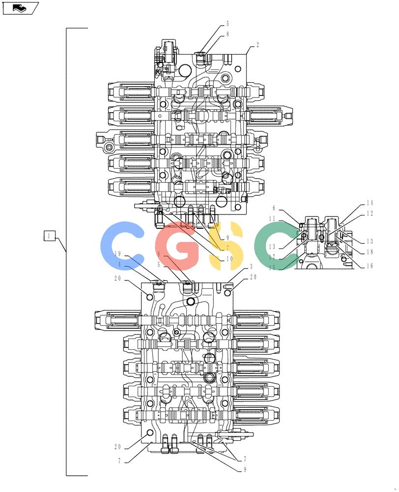 神钢零件查询(ED160 BLADE) - HYDRAULIC EXCAVATOR - ASN LH02-01501 (9/12-12/13) (35.359.AB[02]) - CONTROL VALVE ASSY Kobelco