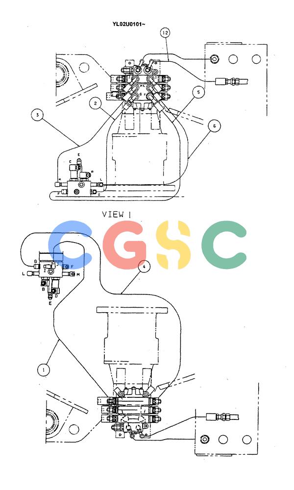 神钢零件查询(ED190LC) - BLADE RUNNER EXCAVATOR/DOZER BTW YL02U0101 - YL03U0135 (1/02-12/06) (01-022[02]) - HYD LINES, UPP (DOZER) Kobelco