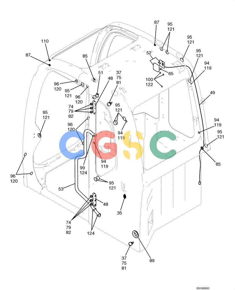 纽荷兰零件查询(E70BSR) - COMPACT CRAWLER EXCAVATOR BTW YT05-15001 - 18000 (NA) (4/08-) (02-39-00[04]) - CAB ASSEMBLY (GRAYISH BLACK) (YT02C00044F2), PAGE 4 OF 4 New Holland Constructuion