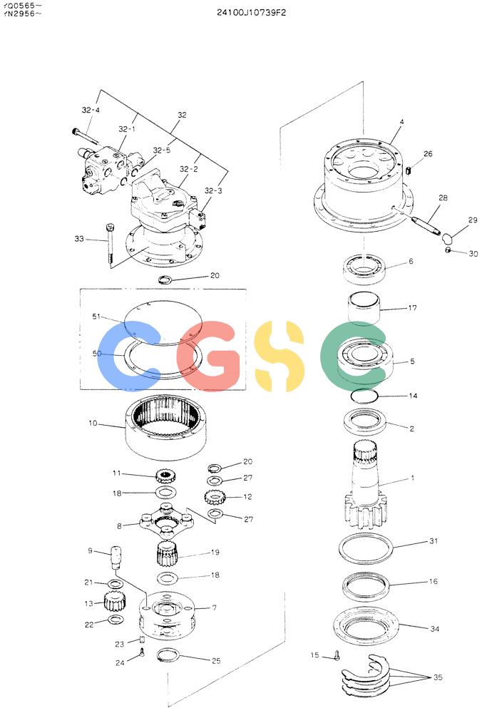 神钢零件查询(K907LC) - MARK II EXCAVATOR ASN YQ0565 (NA) (1/87-12/03) (01-003) - MOTOR ASSY, SWING Kobelco