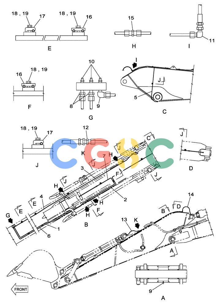 纽荷兰零件查询(E805) - CRAWLER EXCAVATOR TIER 3 (7/06-) (09-207-00[01]) - LUBRICATION CIRCUIT - DIPPER (5.60 M) New Holland Constructuion