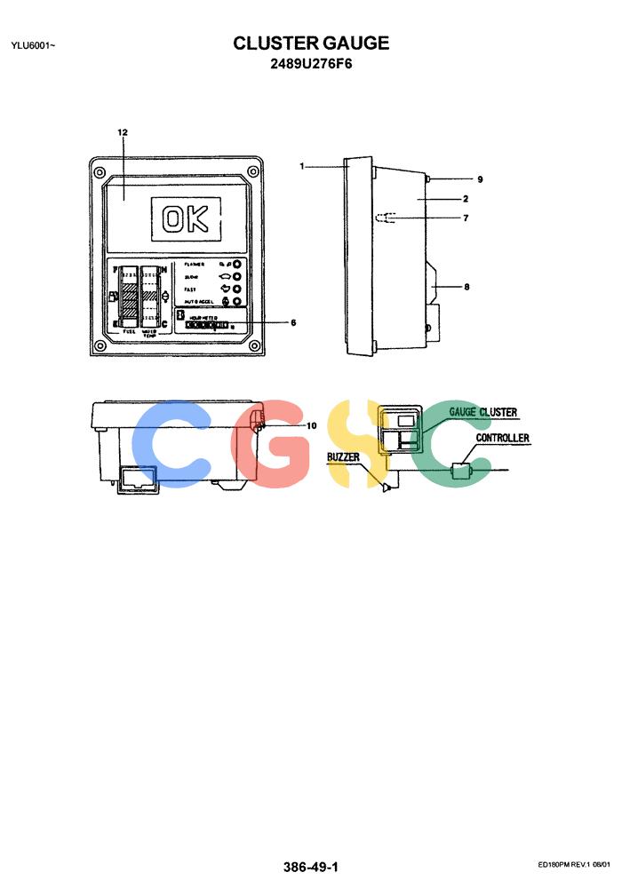 神钢零件查询(ED180) - BLADE RUNNER EXCAVATOR/DOZER ASN YLU0001 (1/99-12/01) (05-010) - CLUSTER GAUGE Kobelco