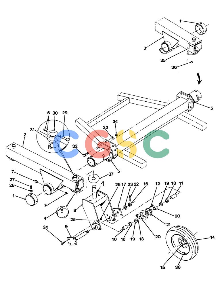 凯斯零件查询(1002) - CONCORD AIR SYSTEM (9/81-12/01) (28) - WALK BEAM AND CASTOR WHEEL Case Agriculture