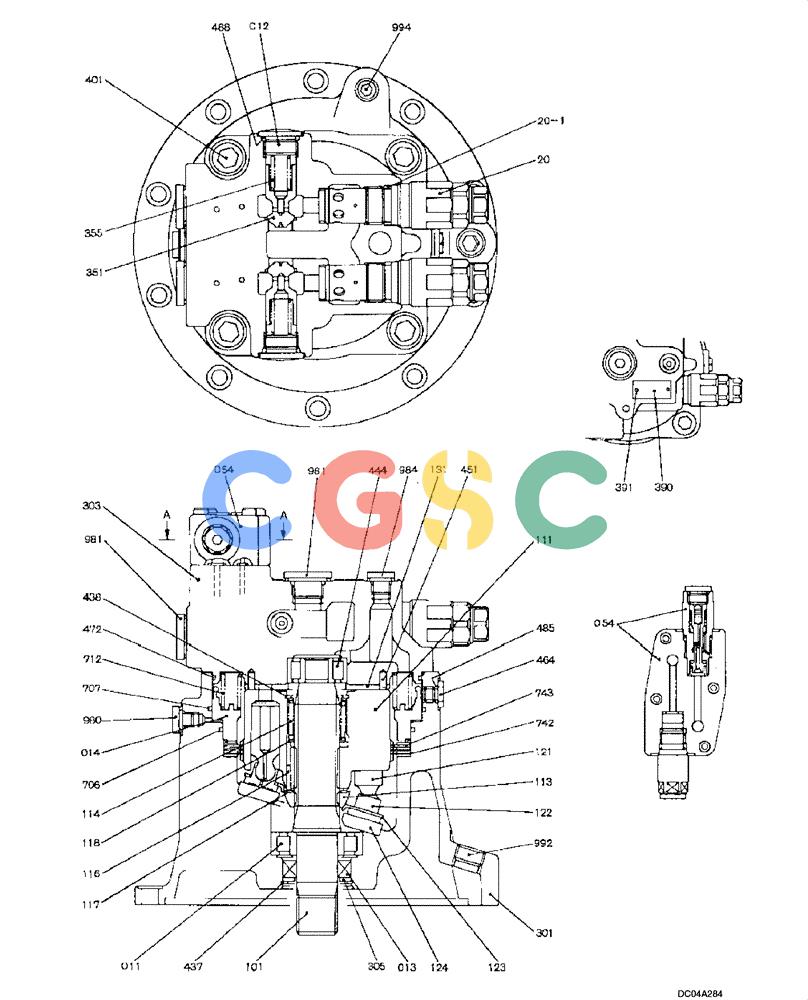 纽荷兰零件查询(E160) - CRAWLER EXCAVATOR (N.A.) (1/06-) (08 -59[00]) - SWING MOTOR (YN15V00025F1) New Holland Constructuion