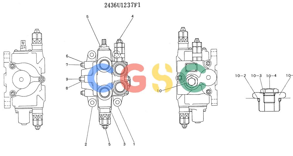 神钢零件查询(K905LC) - MARK II EXCAVATOR BTW YP1001 - YP1281 (1/87-12/03) (11-023) - VALVE ASSY, CONTROL (P/N 2436U1237F1) Kobelco