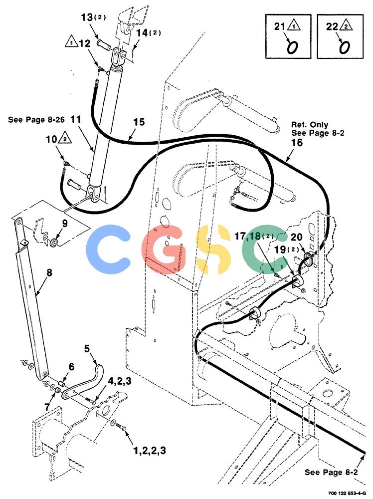 凯斯零件查询(RS561A) - CASE IH ROUND BALER (1/99-12/00) (8-004) - HYDRAULIC ASSEMBLY, TAILGATE, RIGHT, WITH MESH WRAP Case Agriculture