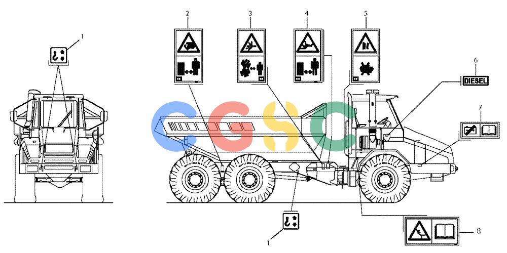 纽荷兰零件查询(AD250) - ARTICULATED DUMP TRUCK (7/01-) (6.788A[01]) - ACCESSORIES - DECALS EUROPE TYPE New Holland Constructuion