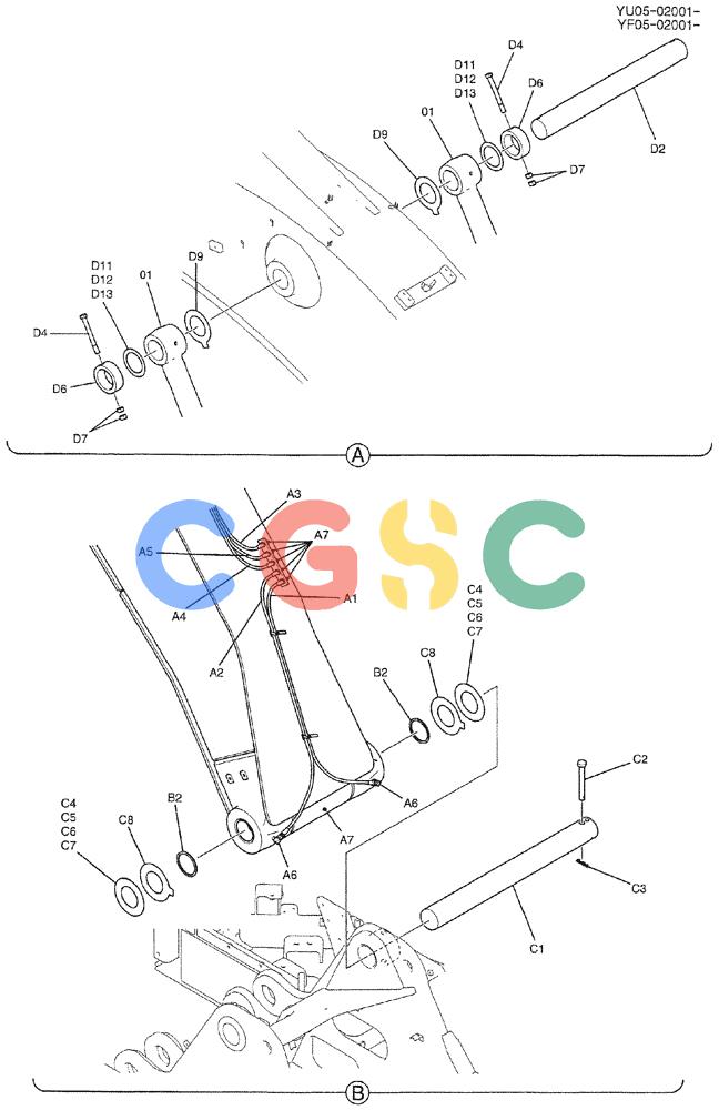 纽荷兰零件查询(E235BSRNLC) - CRAWLER EXCAVATOR ASN YU05-02001 (03-001[02]) - BOOM GROUP, 5.65M New Holland Constructuion