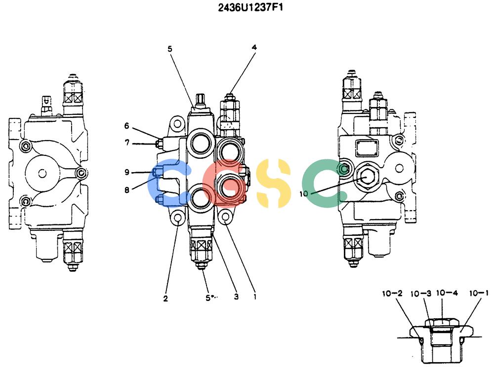 神钢零件查询(SK130LC) - EXCAVATOR BTW YPU1001 - YPU2000 (1/98-12/98) (12-006) - VALVE ASSY CONTROL (DOZER) Kobelco