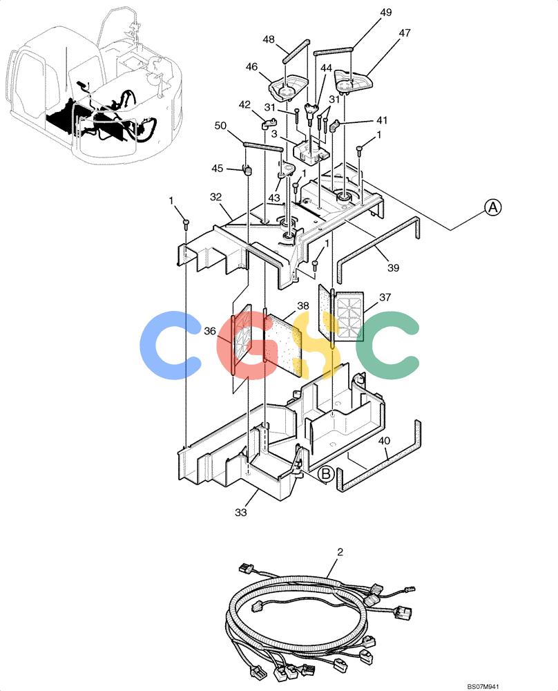 纽荷兰零件查询(E135B) - CRAWLER EXCAVATOR TIER 3 - ASN YH05-07001 (N8TA13006) (1/08-) (02-63[01]) - CONDITIONER ASSEMBLY, AIR (YN20M00107F2), PAGE 1 OF 2 New Holland Constructuion