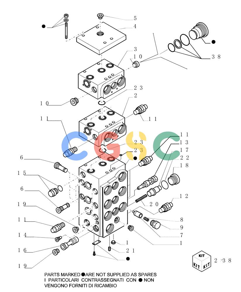 纽荷兰零件查询(D150) - CRAWLER DOZER (1/05-) (3.436[02]) - EQUIPMENT CONTROL VALVE - VERSION (01-02-03) COMPONENTS New Holland Constructuion