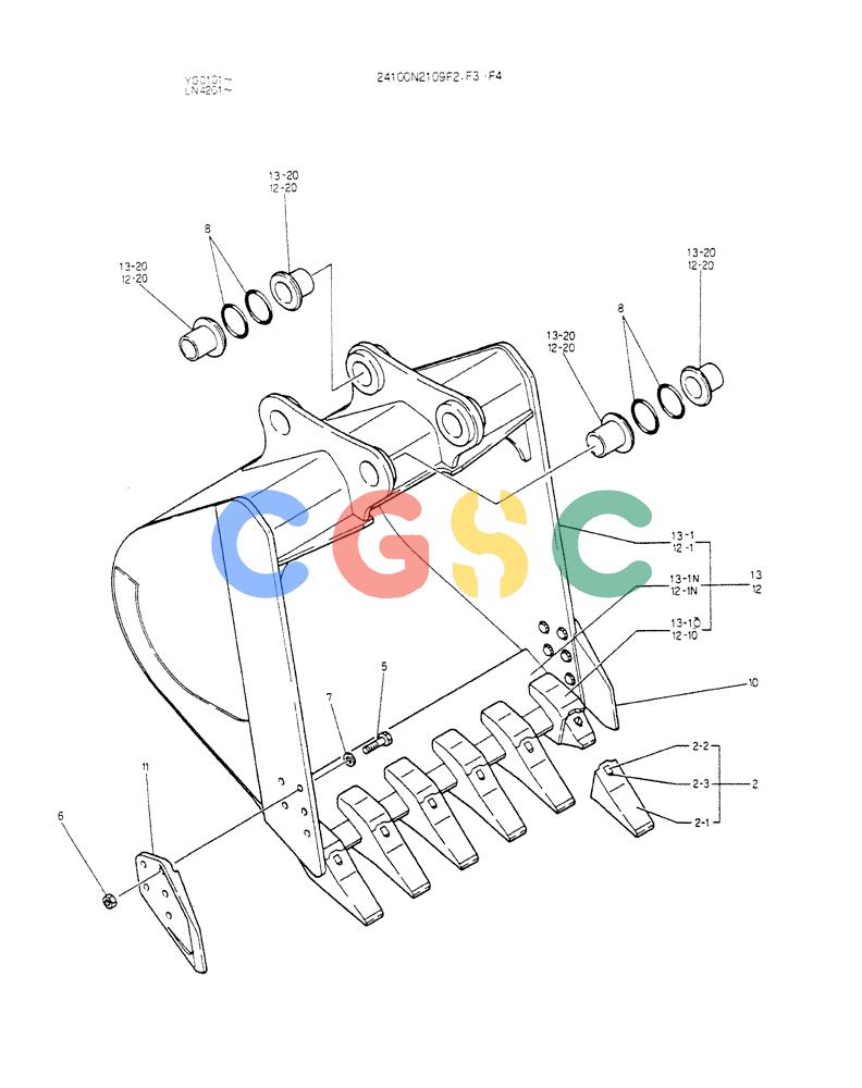 神钢零件查询(K907CLC) - EXCAVATOR BTW YG0101 - YG0500 (1/85-12/03) (09-007) - BUCKET ASSY 0.9M3 Kobelco