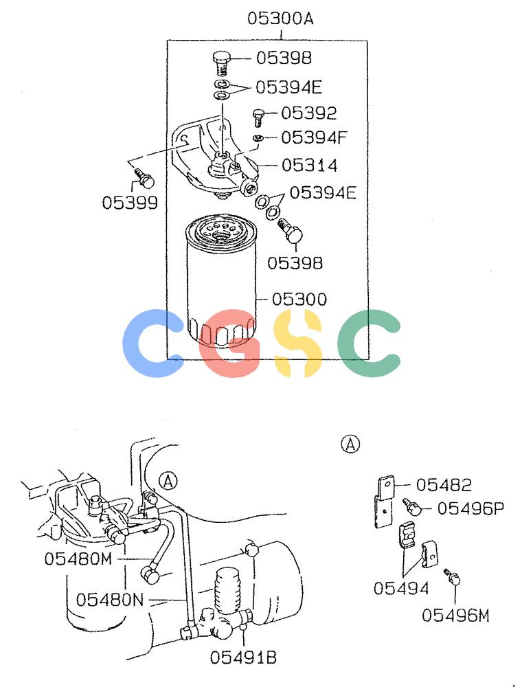 神钢零件查询(6D24-TEB) - MITSUBISHI DIESEL ENGINE (1/06-12/06) (03-001) - FUEL FILTER & HOSE Kobelco
