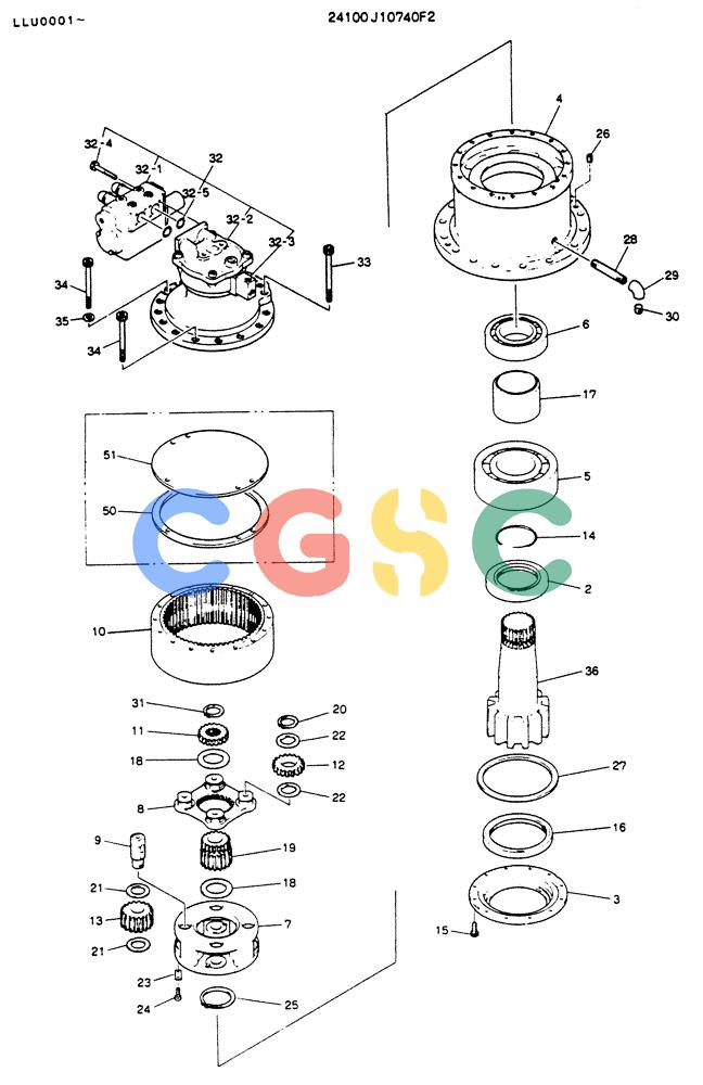 神钢零件查询(K909LC) - MARK II EXCAVATOR ASN LLU-0001 (1/87-12/03) (01-003) - MOTOR ASSY, SWING Kobelco