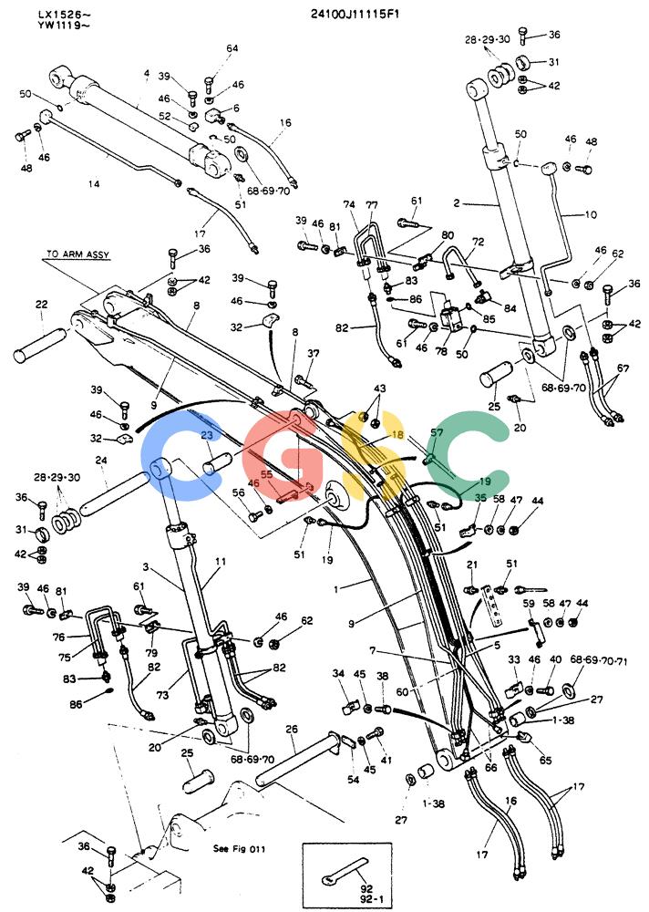 神钢零件查询(K904L) - MARK II EXCAVATOR ASN LX1526 (1/88-12/03) (09-001) - BOOM ASSY, 4.26M (14FT) Kobelco