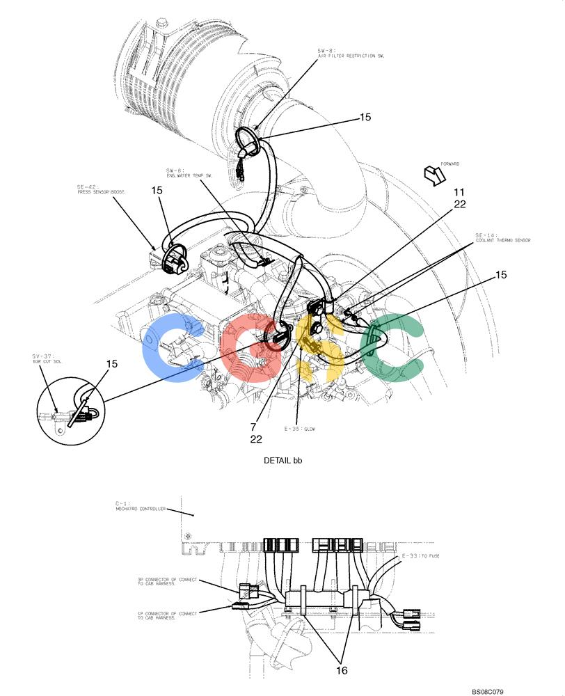 纽荷兰零件查询(E70BSR) - COMPACT CRAWLER EXCAVATOR BTW YT05-15001 - 18000 (NA) (4/08-) (02-73-00[03]) - HARNESS ASSEMBLY, UPPER (YT13E00048F1), PAGE 3 OF 12 New Holland Constructuion