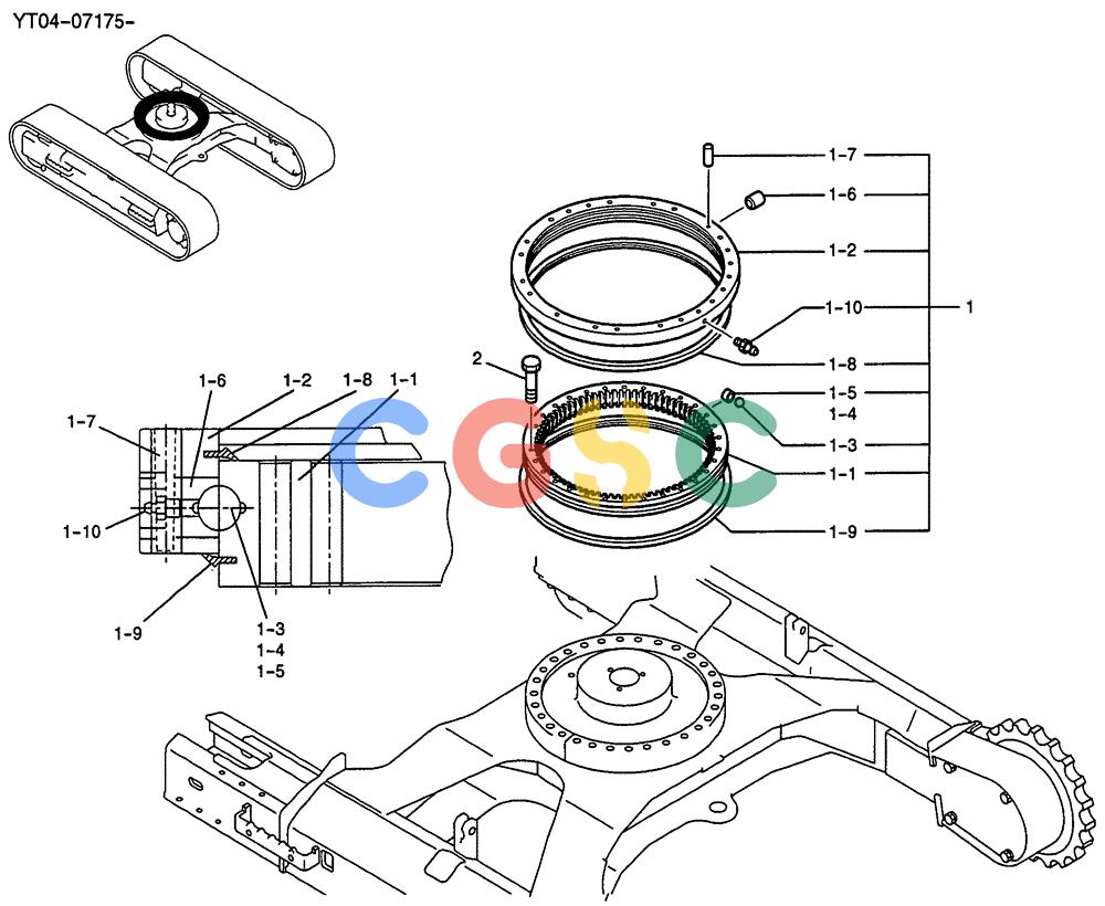 纽荷兰零件查询(E70SR) - MIDI CRAWLER EXCAVATOR ASN YT04-07175 (02-002) - SLEWING RING ASSEMBLY New Holland Constructuion