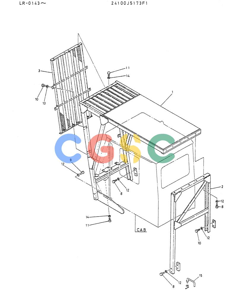 神钢零件查询(K914) - EXCAVATOR ASN LR-0143 (1/79-12/03) (02-010) - GUARD ASSY, CAB P/N 24100J5173F1 Kobelco