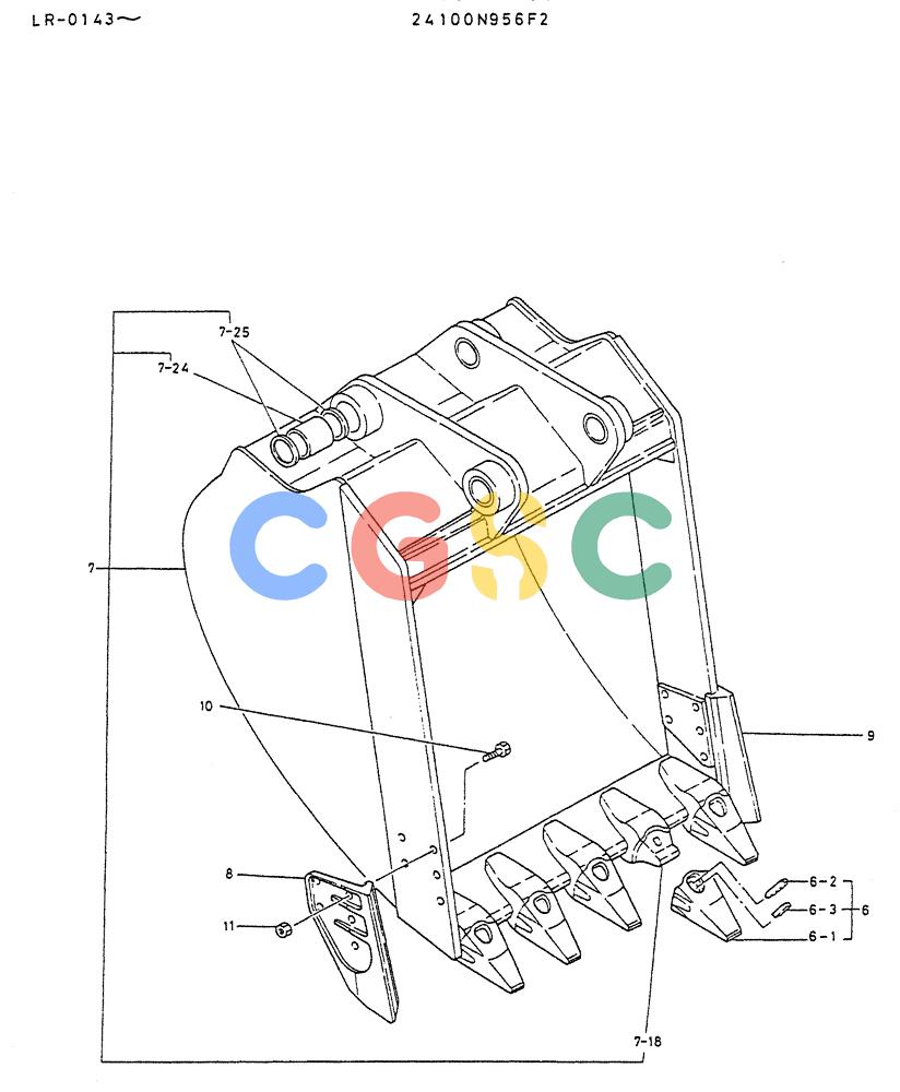 神钢零件查询(K914) - EXCAVATOR ASN LR-0143 (1/79-12/03) (08-009) - BUCKET ASSY 1.4M³ Kobelco