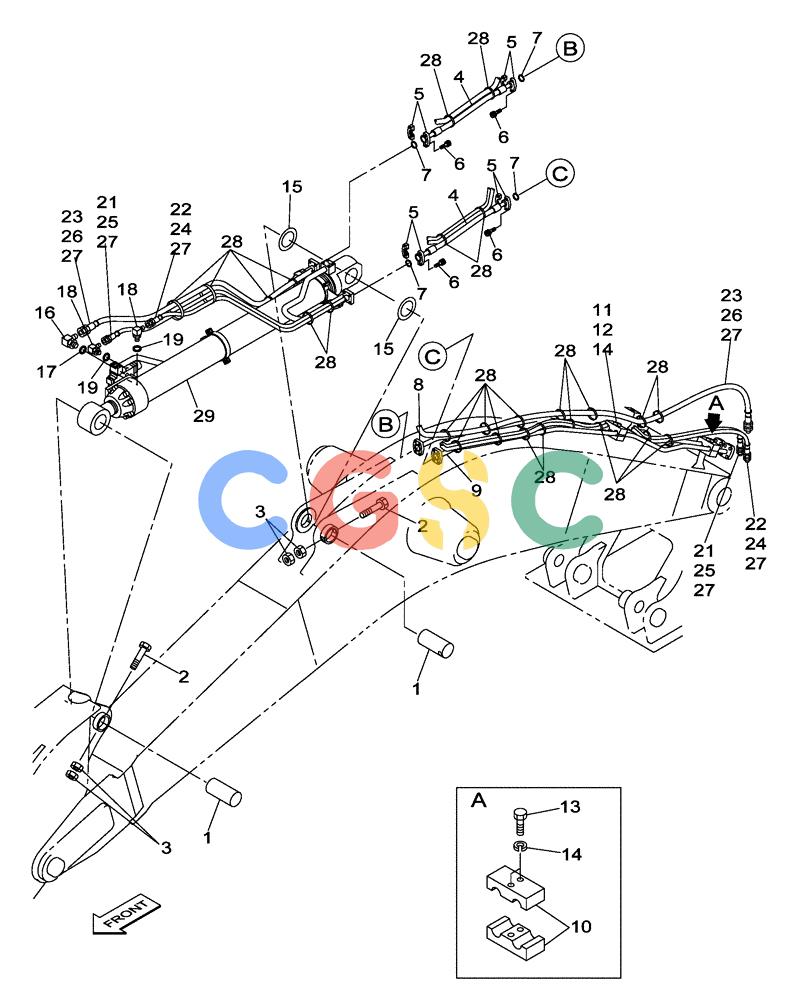 纽荷兰零件查询(E805) - CRAWLER EXCAVATOR TIER 3 (7/06-) (08-019-00[01]) - HYDRAULIC CIRCUIT - DIPPER CYLINDER - BOOM (8.40 M) - (WITH VALVE, PRESSURE RELIEF) New Holland Constructuion