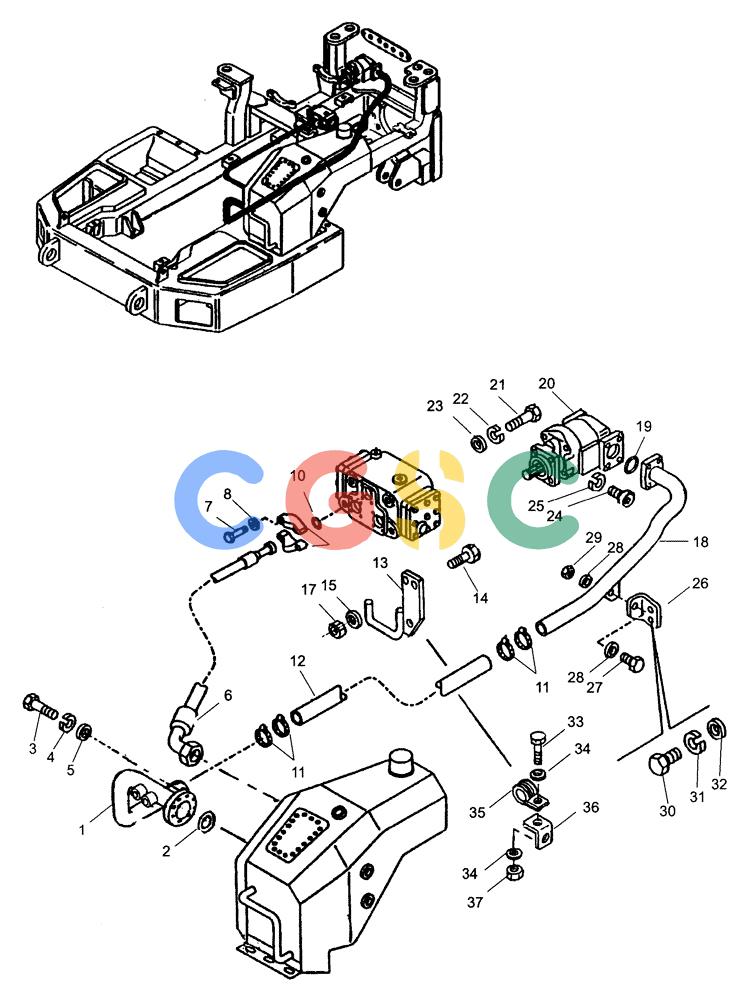纽荷兰零件查询(AD250) - ARTICULATED DUMP TRUCK (7/01-) (3.413/1[05A]) - POWER STEERING - HYDRAULIC SYSTEM New Holland Constructuion