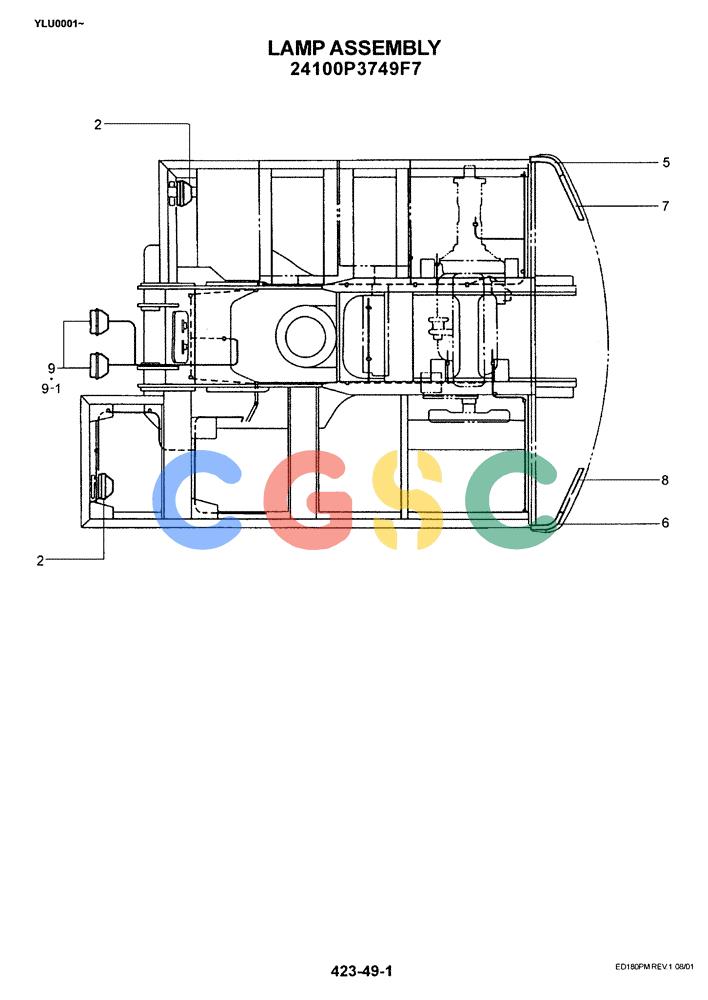 神钢零件查询(ED180) - BLADE RUNNER EXCAVATOR/DOZER ASN YLU0001 (1/99-12/01) (06-006) - LAMP ASSEMBLY 24100P3749F7 Kobelco