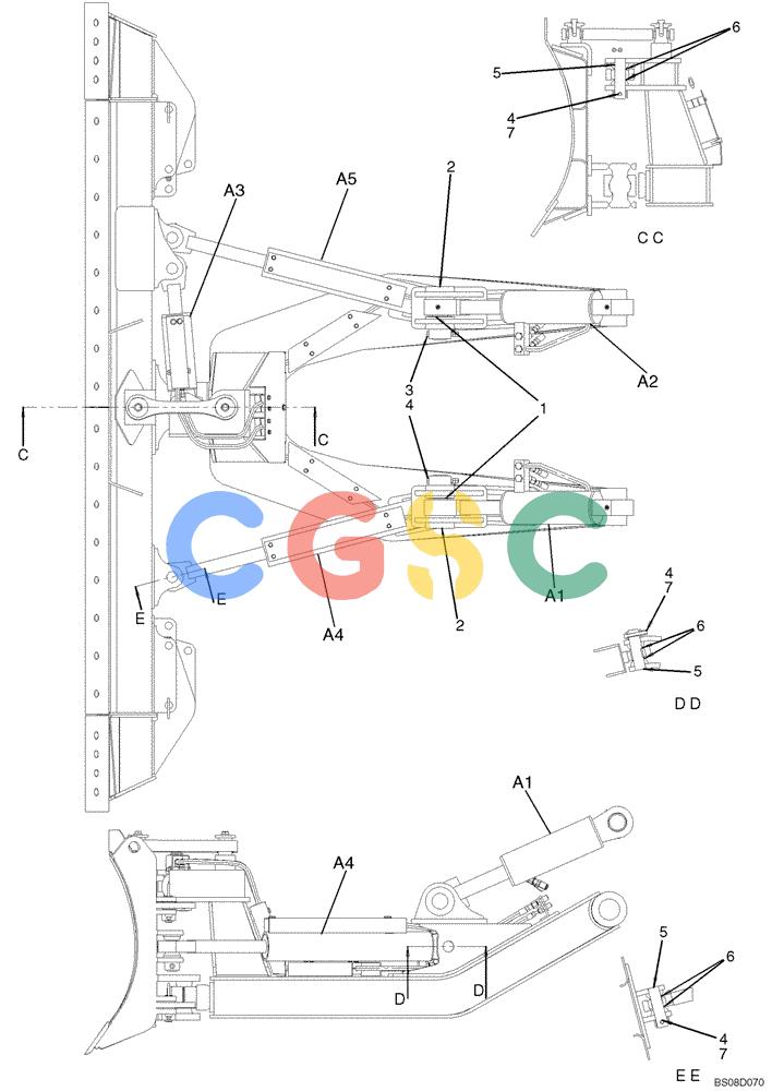 神钢零件查询(ED150-1E) - BLADE RUNNER EXCAVATOR/DOZER ASN YL05-00555 (11/03-12/04) (02-020[00]) - CYLINDER INSTALLATION, DOZER BLADE (YY51BU0002F1) Kobelco