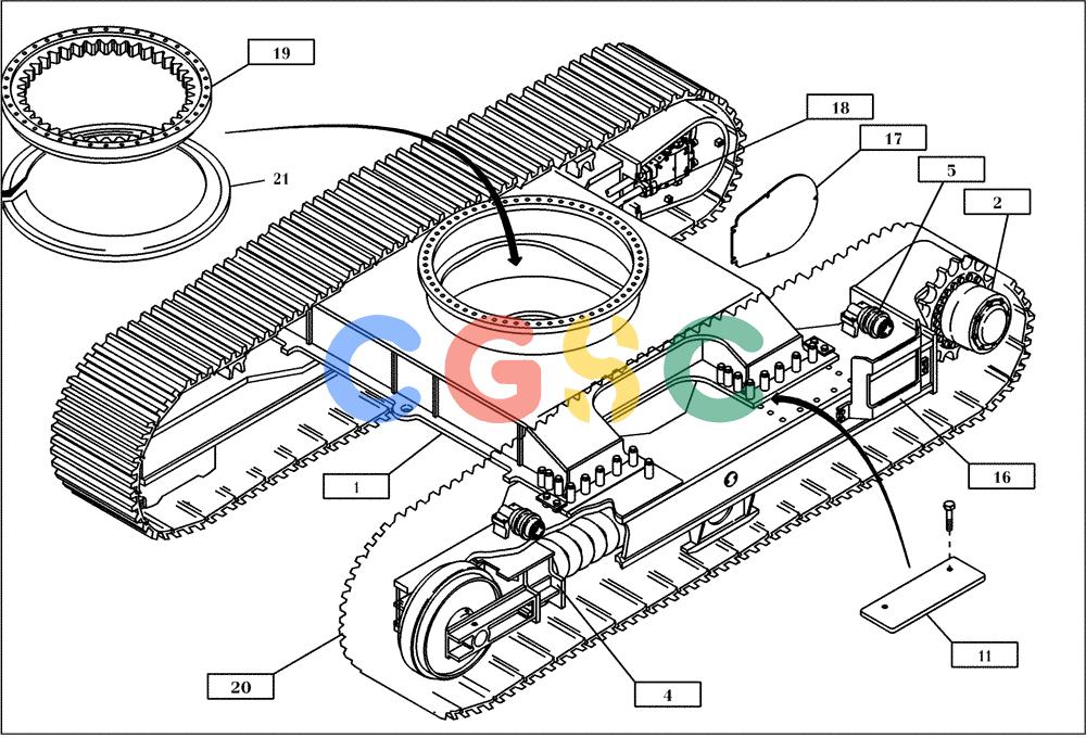 纽荷兰零件查询(EC450) - CRAWLER EXCAVATOR (SN: 750001-UP) (11/99-) (00.200[004]) - LOWER CARRIAGE EXCAVATOR (S/N 750020-750020) New Holland Constructuion