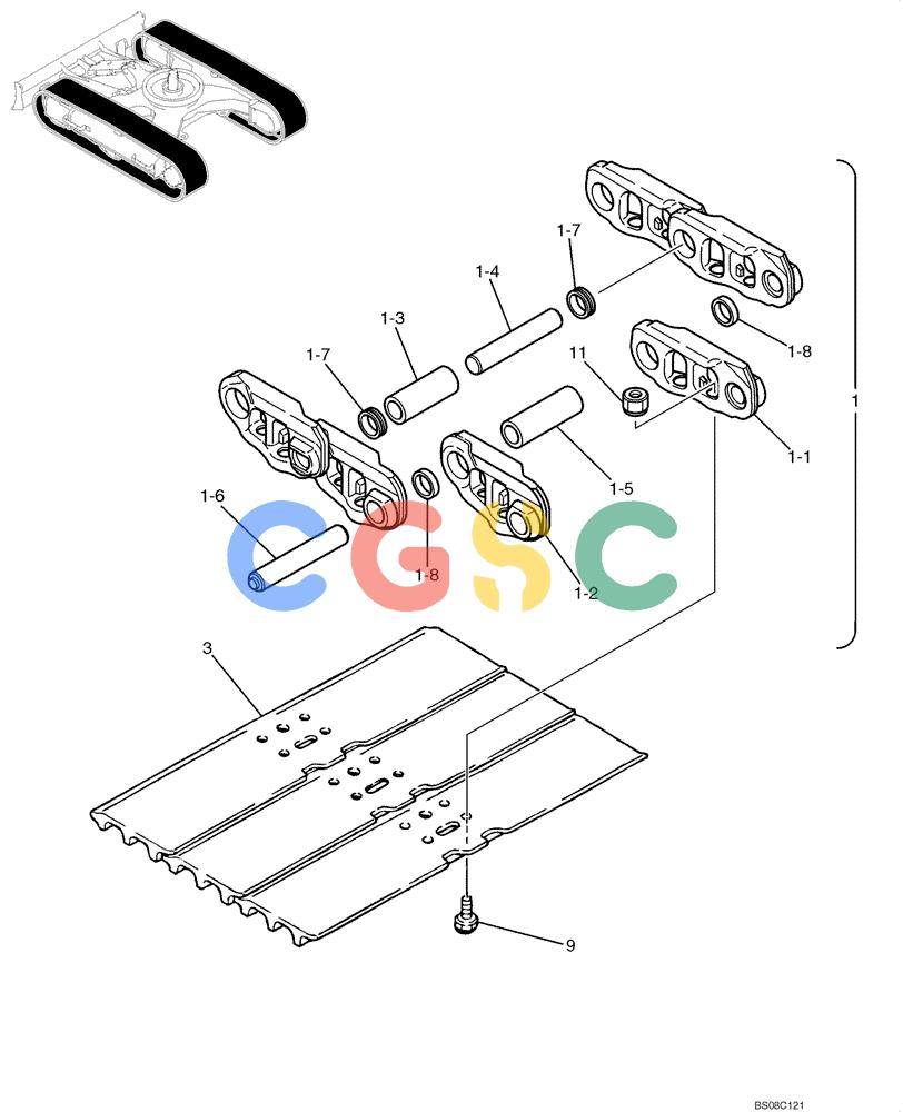 纽荷兰零件查询(E70BSR) - COMPACT CRAWLER EXCAVATOR BTW YT05-15001 - 18000 (NA) (4/08-) (03-11-00[00]) - SHOE ASSEMBLY (YT60D00016F2) New Holland Constructuion