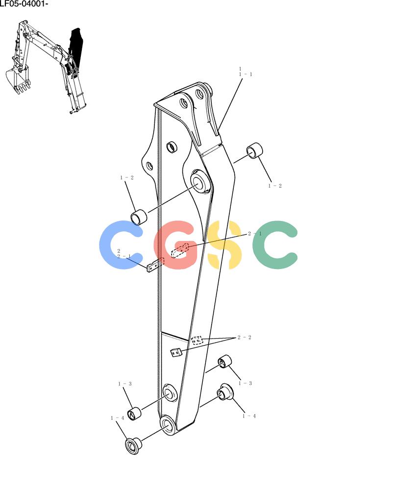 纽荷兰零件查询(E80BMSR) - CRAWLER EXCAVATOR ASN LF05-04001 - (N8TA18060) (585-01-1[1]) - ARM ASSY, 1. 87M New Holland Constructuion