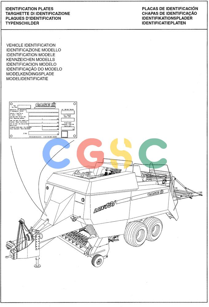 凯斯零件查询(LBX431S) - BIG RECTANGULAR BALER (6/01-12/03) (0.0038[01]) - IDENTIFICATION PLATE Case Agriculture