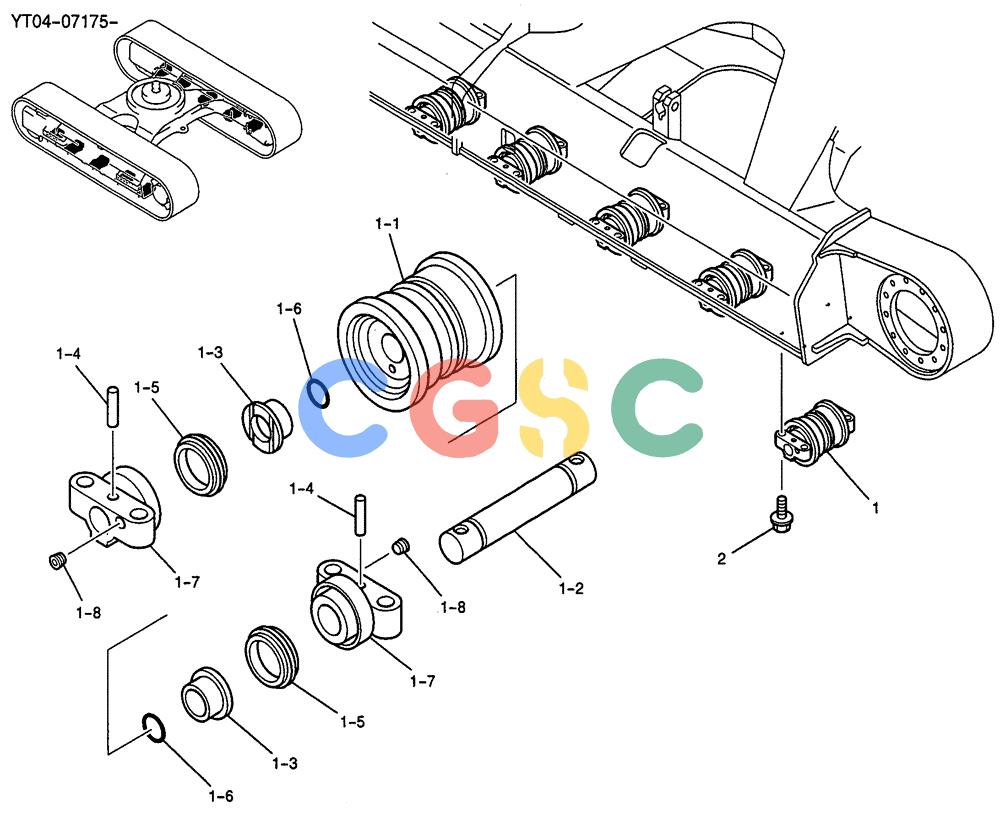纽荷兰零件查询(E70SR) - MIDI CRAWLER EXCAVATOR ASN YT04-07175 (02-006) - TRACK ROLLER ASSY New Holland Constructuion