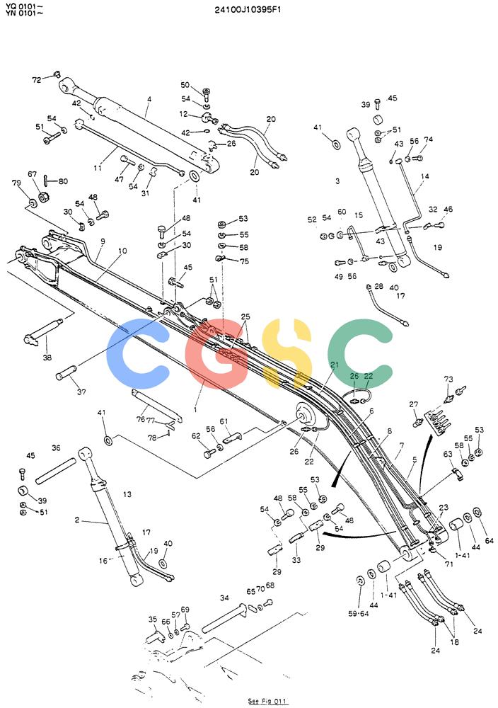 神钢零件查询(K907LC) - MARK II EXCAVATOR BTW YQ0101 - YQ0564 (1/87-12/03) (09-002) - BOOM ASSY, 7.0M (22FT-12IN) (40FT LONG RANGE) Kobelco